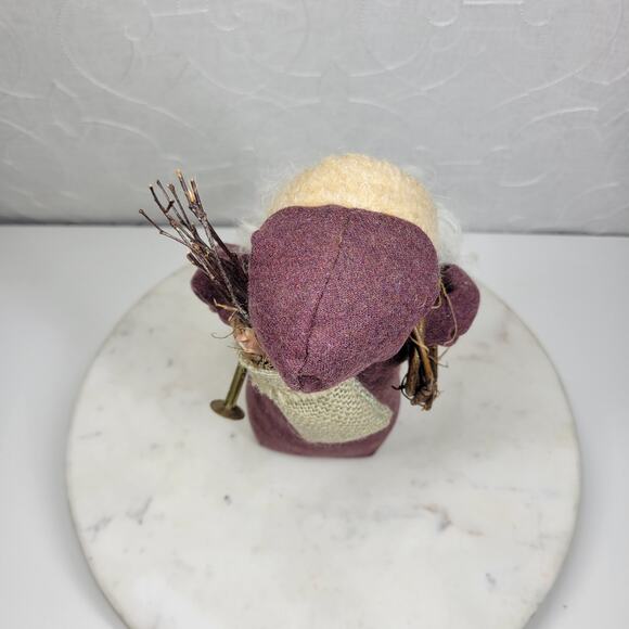 Handmade Primitive Santa Door Stop Weighted 10” Wool Coat Burlap Sack Vintage - Picture 7 of 12